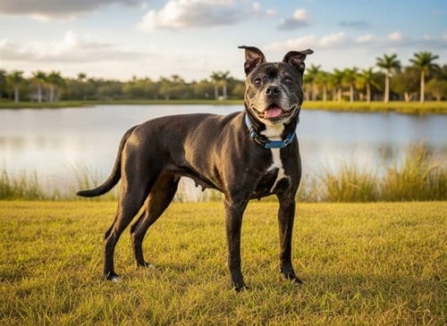 Photo of Zoe, adoptable senior American Staffordshire Terrier in Tavares, Florida